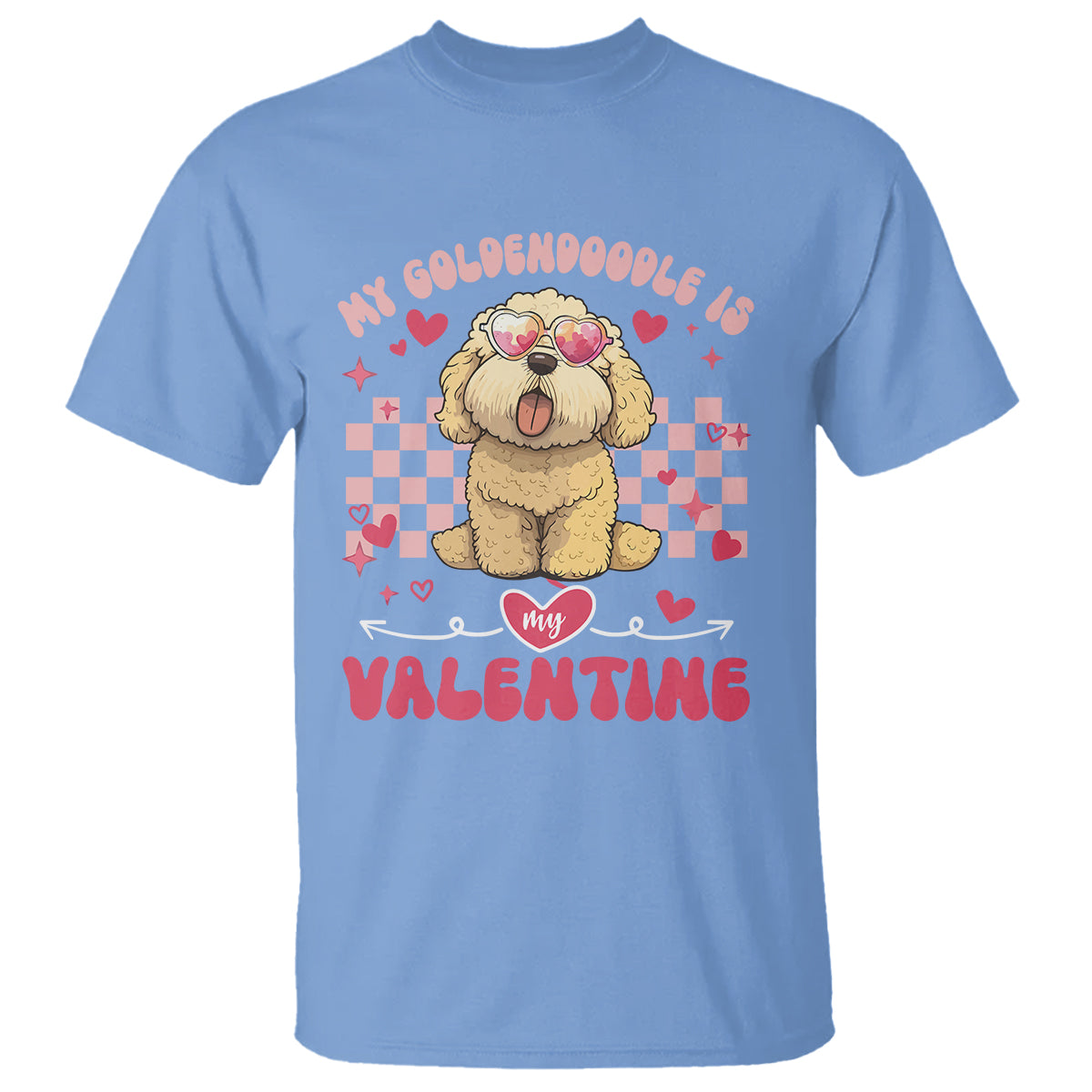 Valentine's Day T Shirt My Goldendoodle Is My Valentine Cute Dog Heart Sunglass - Wonder Print Shop