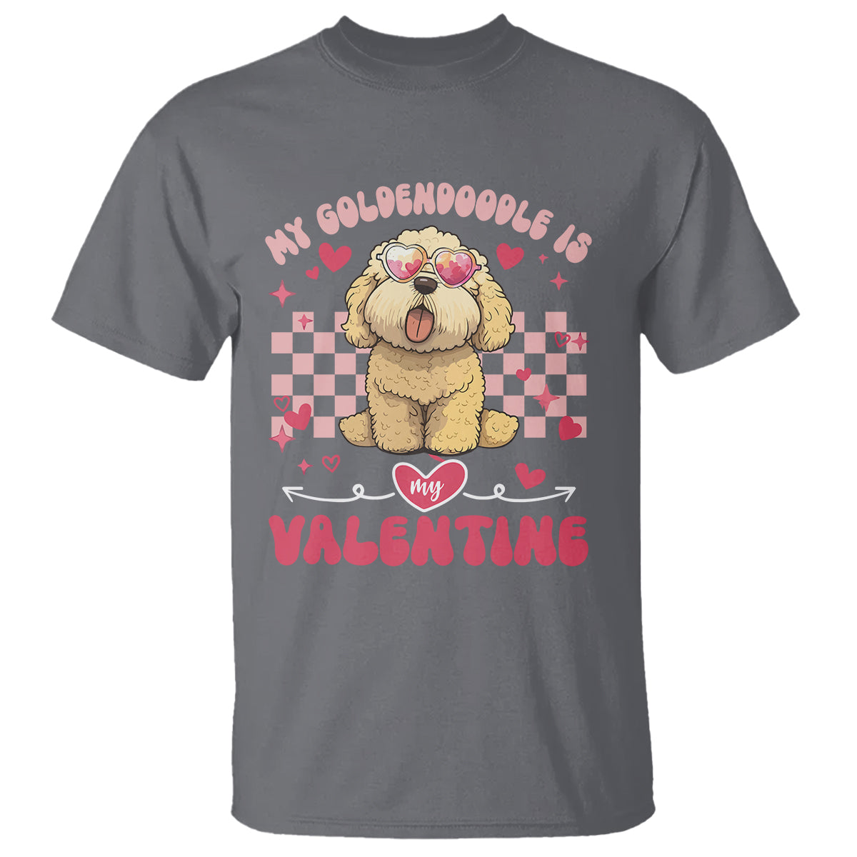 Valentine's Day T Shirt My Goldendoodle Is My Valentine Cute Dog Heart Sunglass - Wonder Print Shop