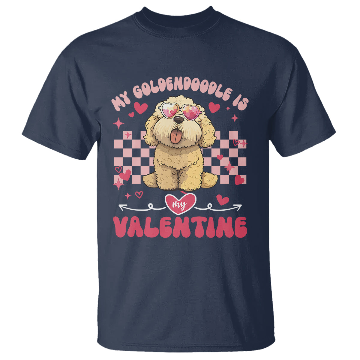 Valentine's Day T Shirt My Goldendoodle Is My Valentine Cute Dog Heart Sunglass - Wonder Print Shop