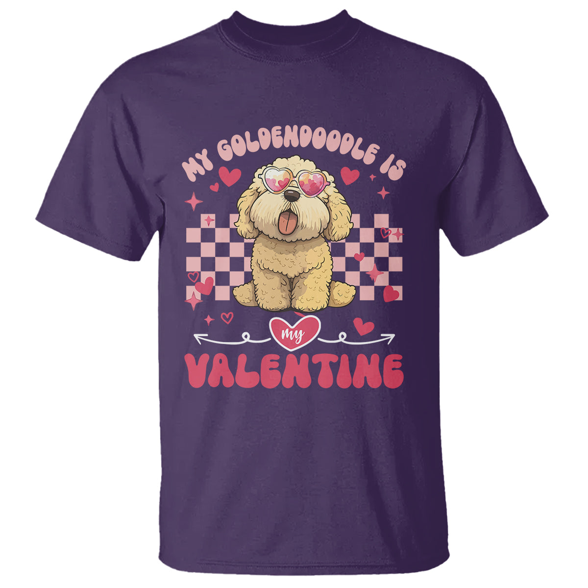 Valentine's Day T Shirt My Goldendoodle Is My Valentine Cute Dog Heart Sunglass - Wonder Print Shop