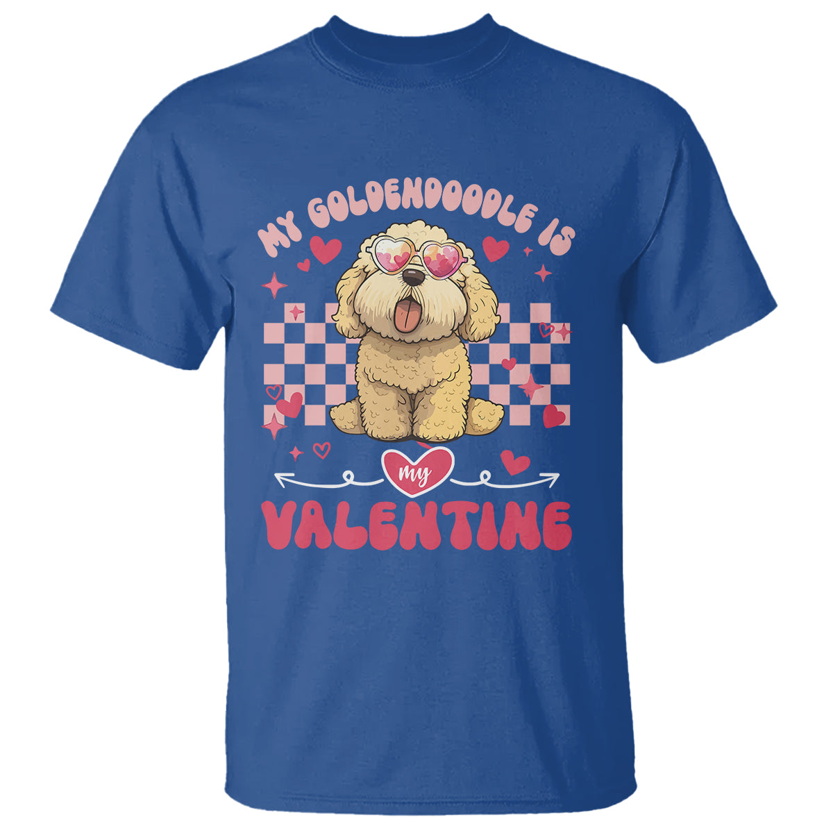 Valentine's Day T Shirt My Goldendoodle Is My Valentine Cute Dog Heart Sunglass - Wonder Print Shop