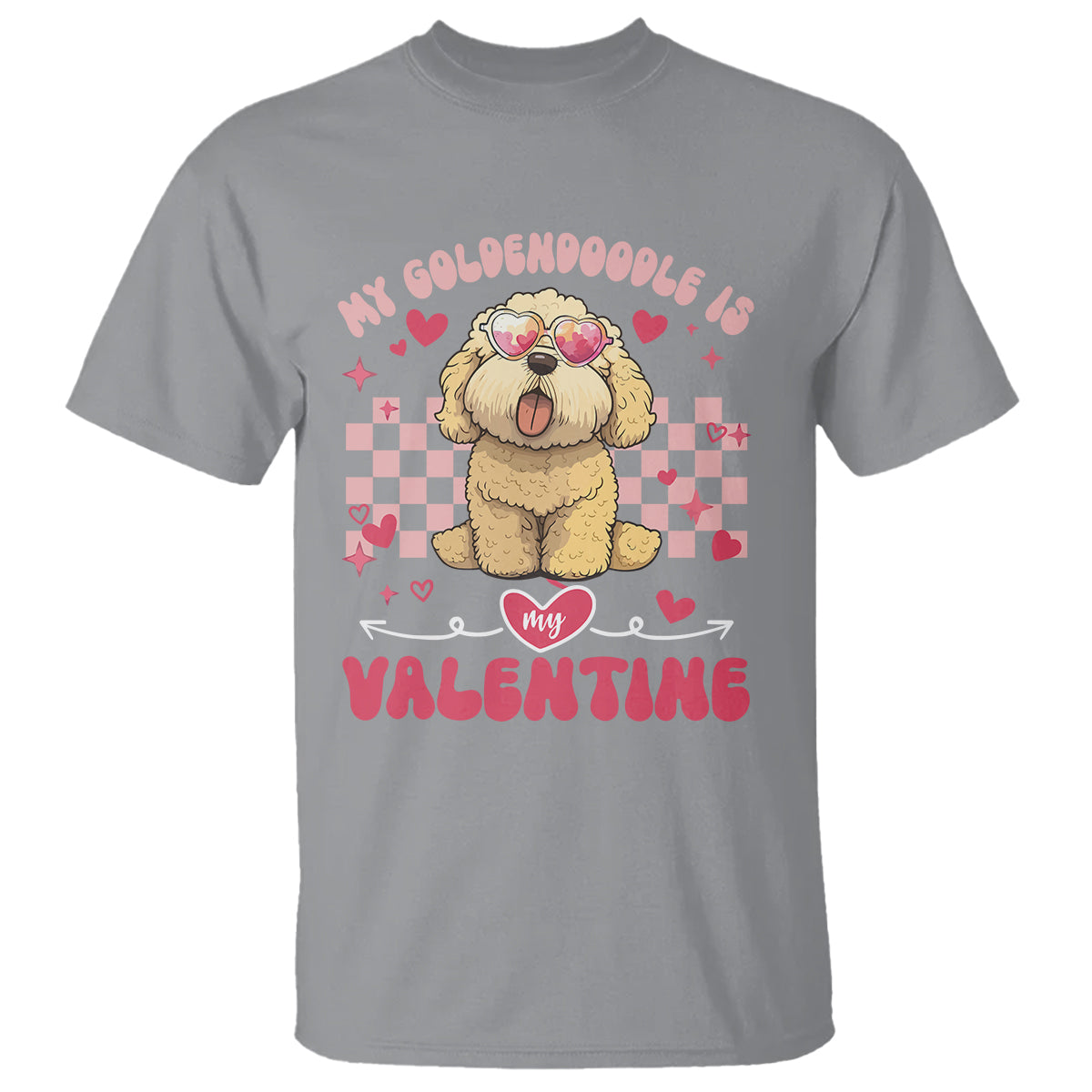 Valentine's Day T Shirt My Goldendoodle Is My Valentine Cute Dog Heart Sunglass - Wonder Print Shop