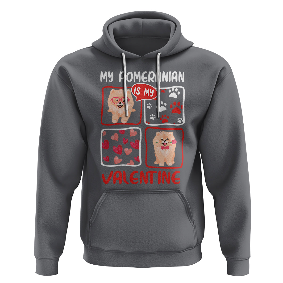 Valentine's Day Hoodie My Pomeranian Is My Valentine Cute Dog Heart - Wonder Print Shop