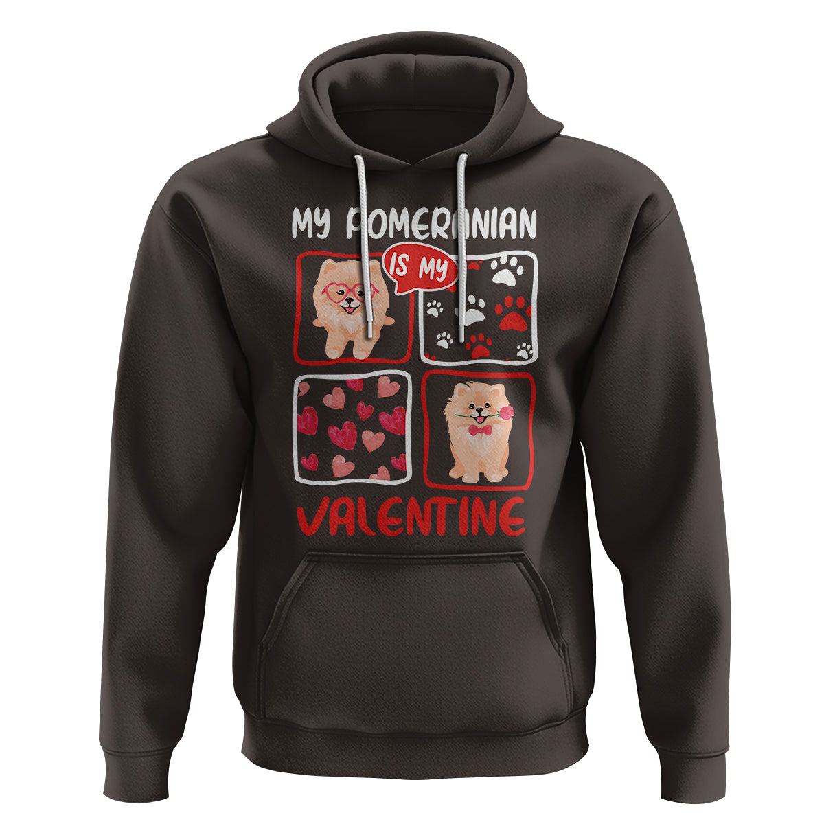 Valentine's Day Hoodie My Pomeranian Is My Valentine Cute Dog Heart - Wonder Print Shop