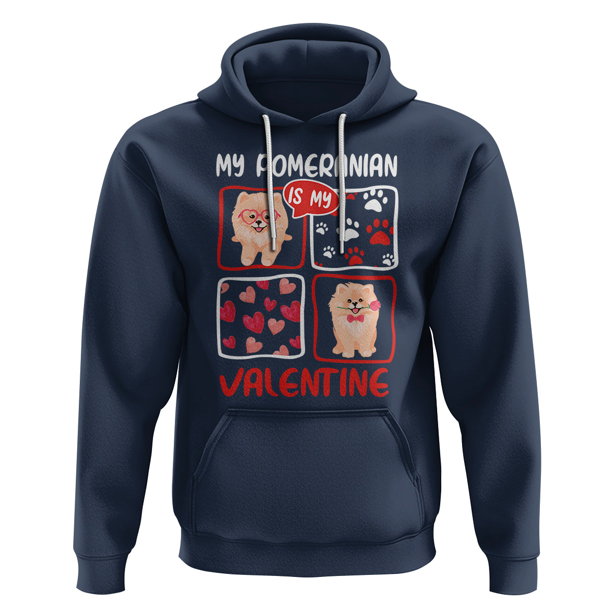 Valentine's Day Hoodie My Pomeranian Is My Valentine Cute Dog Heart - Wonder Print Shop