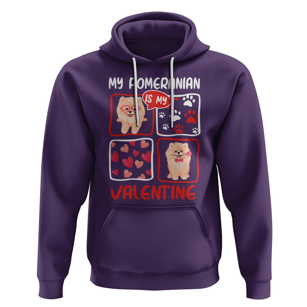 Valentine's Day Hoodie My Pomeranian Is My Valentine Cute Dog Heart - Wonder Print Shop