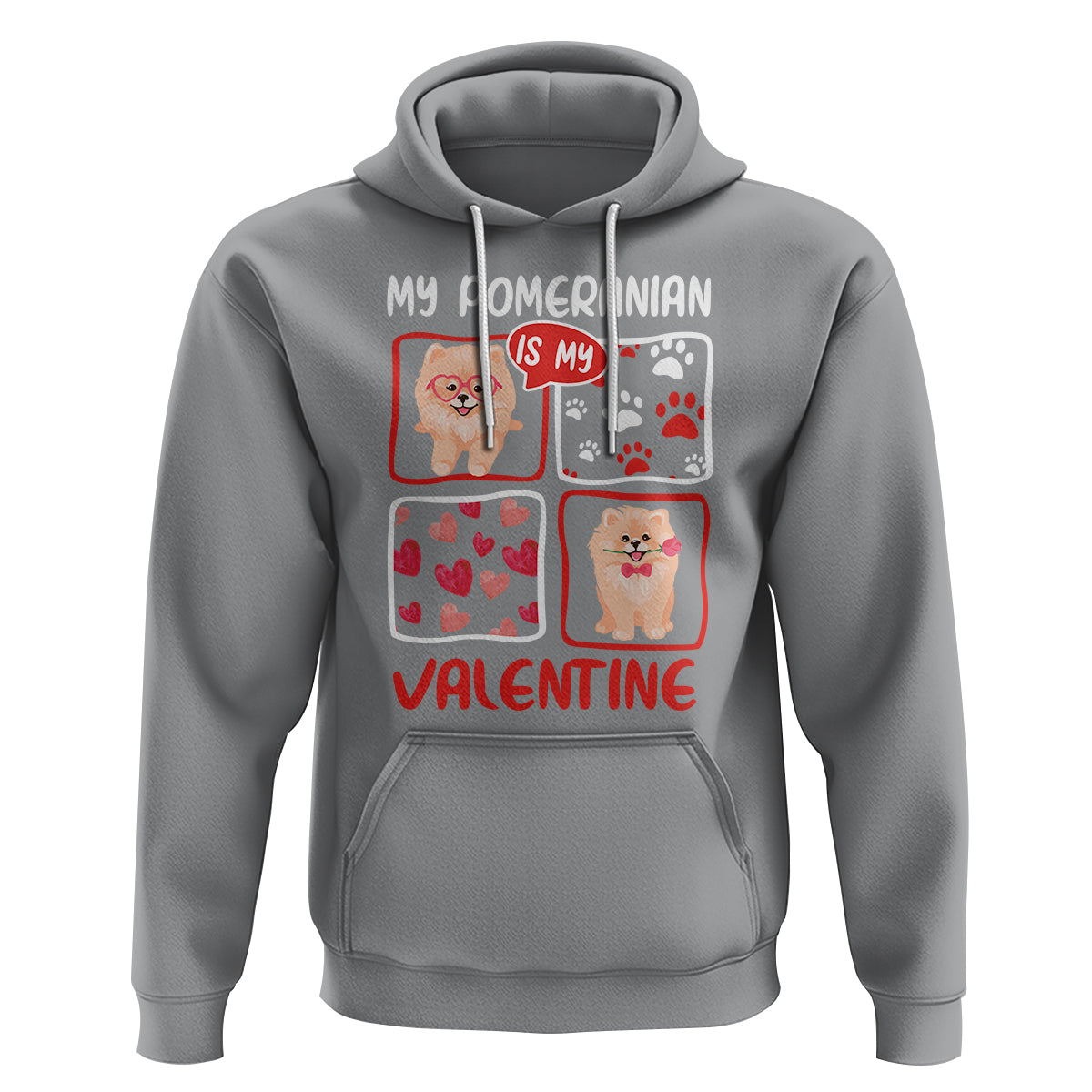 Valentine's Day Hoodie My Pomeranian Is My Valentine Cute Dog Heart - Wonder Print Shop