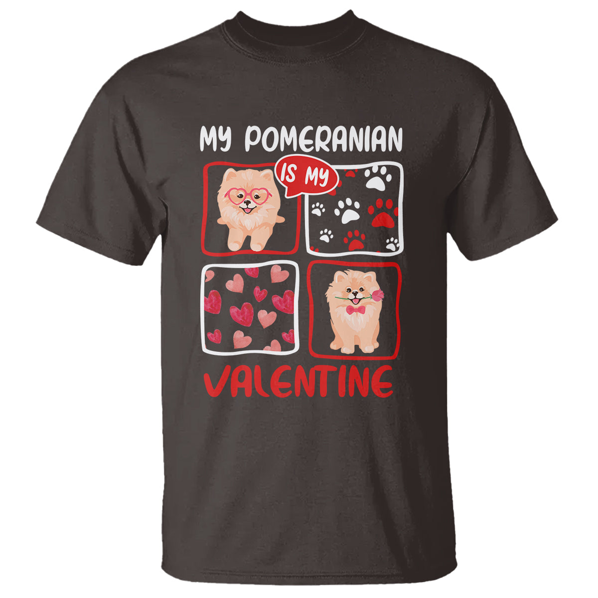 Valentine's Day T Shirt My Pomeranian Is My Valentine Cute Dog Heart - Wonder Print Shop