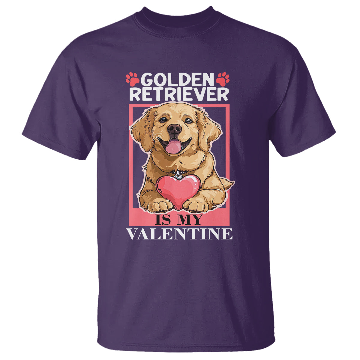 Valentine's Day T Shirt My Golden Retriever Is My Valentine Cute Dog Heart - Wonder Print Shop