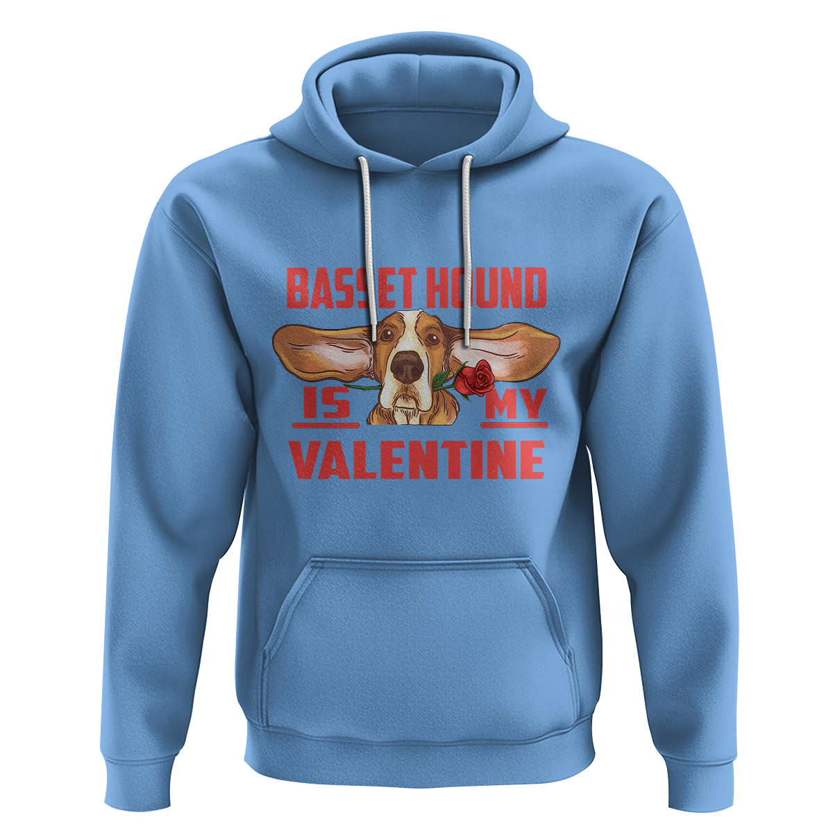 Valentine's Day Hoodie Basset Hound Is My Valentine Funny Dog Rose - Wonder Print Shop