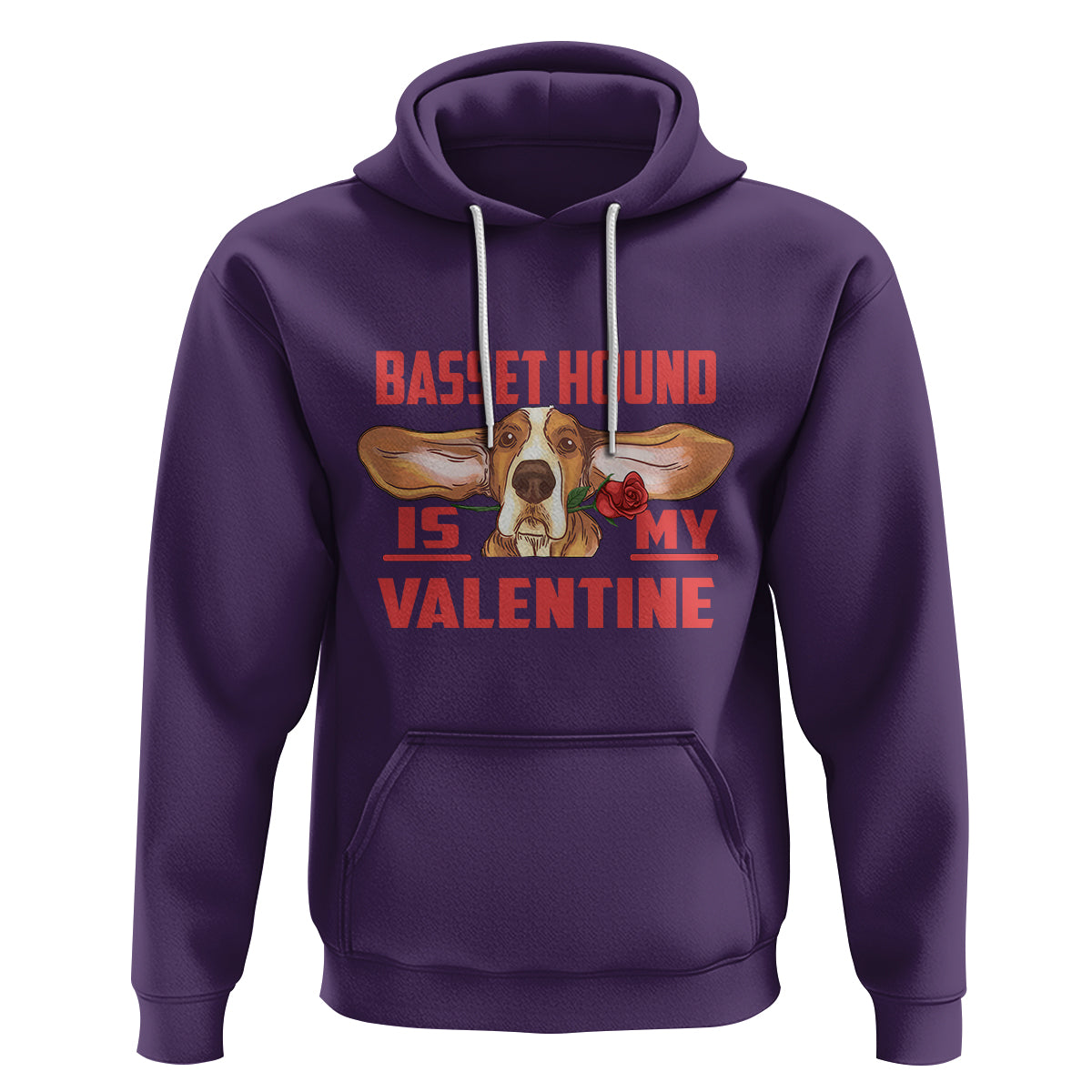 Valentine's Day Hoodie Basset Hound Is My Valentine Funny Dog Rose - Wonder Print Shop