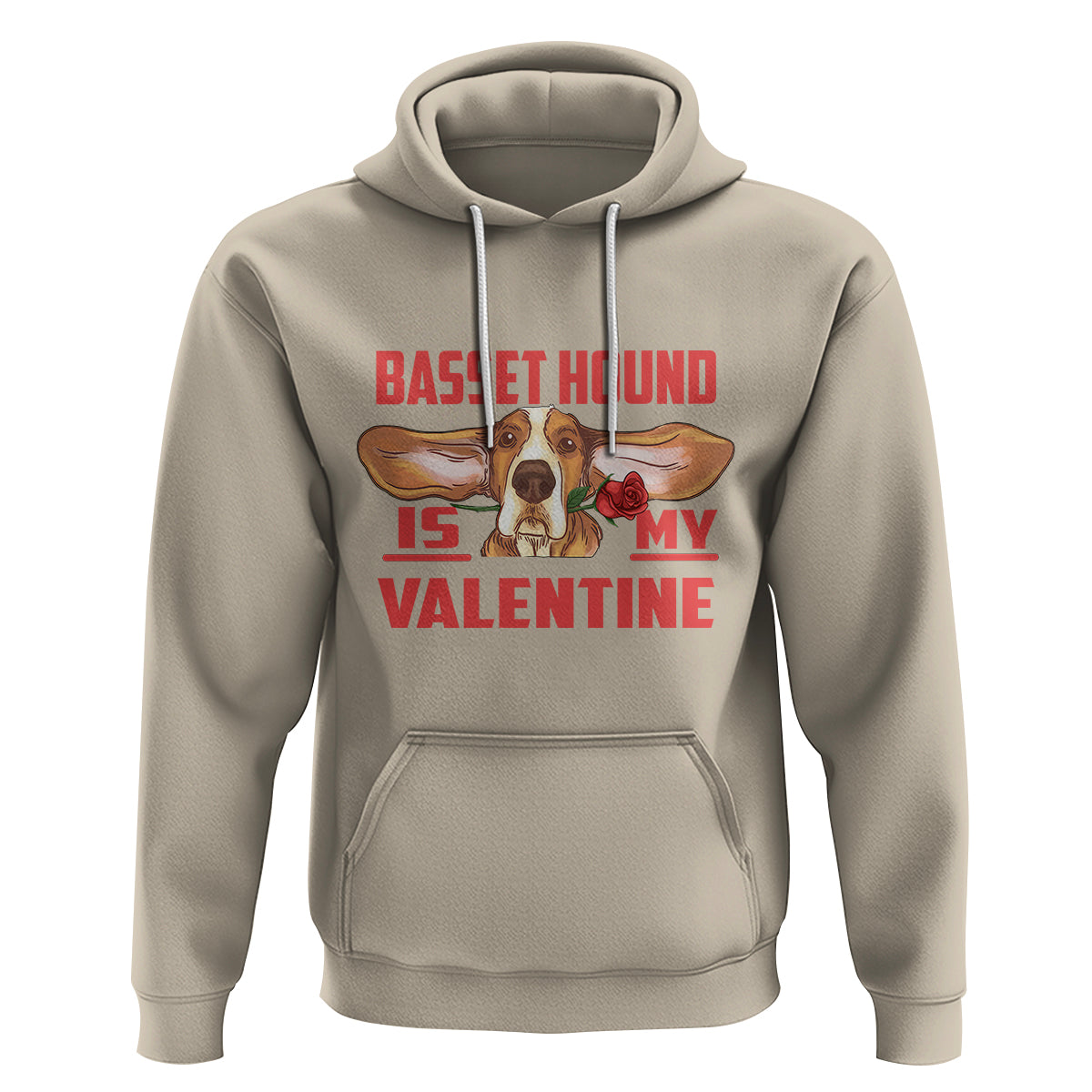 Valentine's Day Hoodie Basset Hound Is My Valentine Funny Dog Rose - Wonder Print Shop