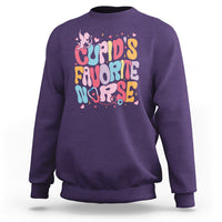 Valentine's Day Sweatshirt Retro Groovy Cupids Favorite Nurse - Wonder Print Shop