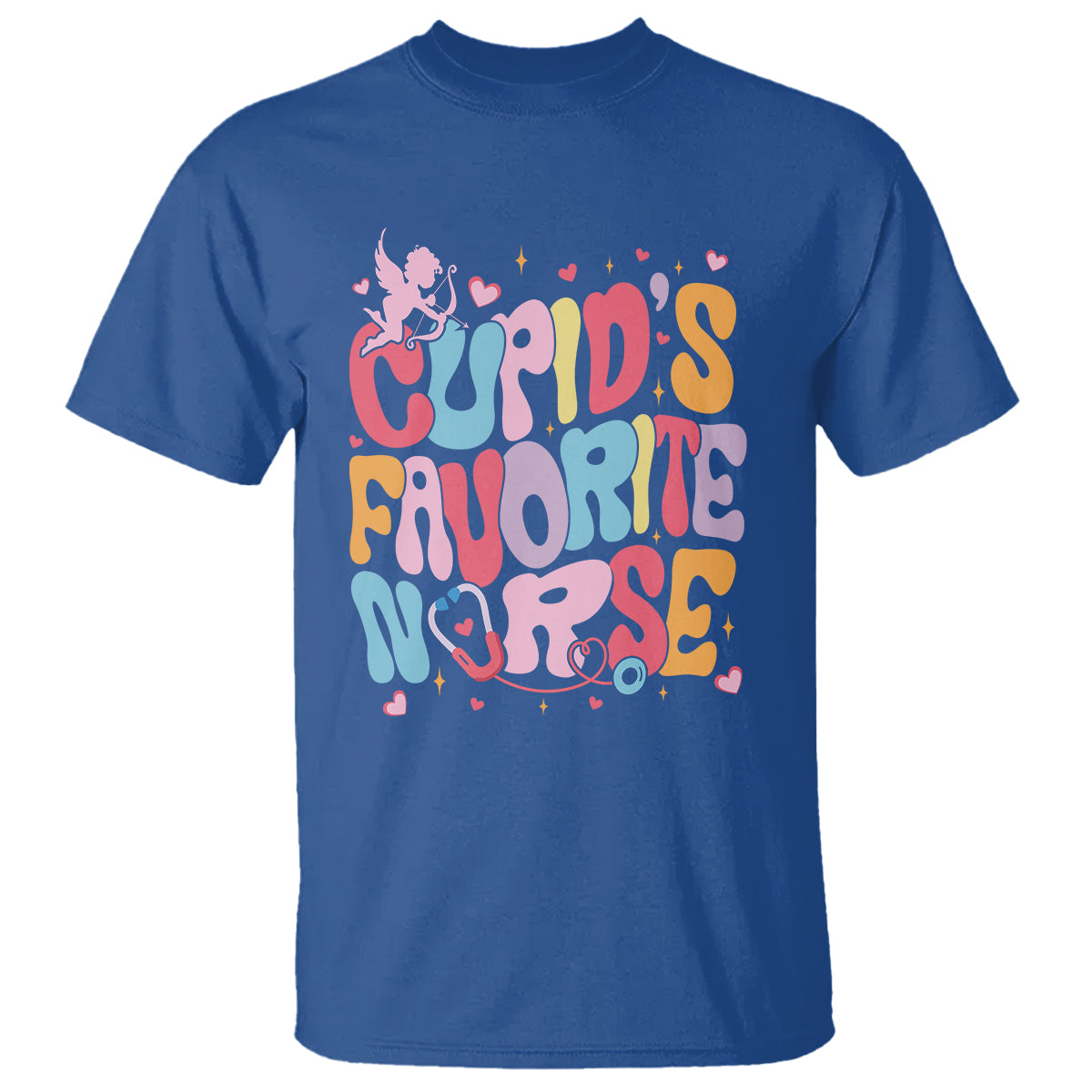 Valentine's Day T Shirt Retro Groovy Cupids Favorite Nurse - Wonder Print Shop