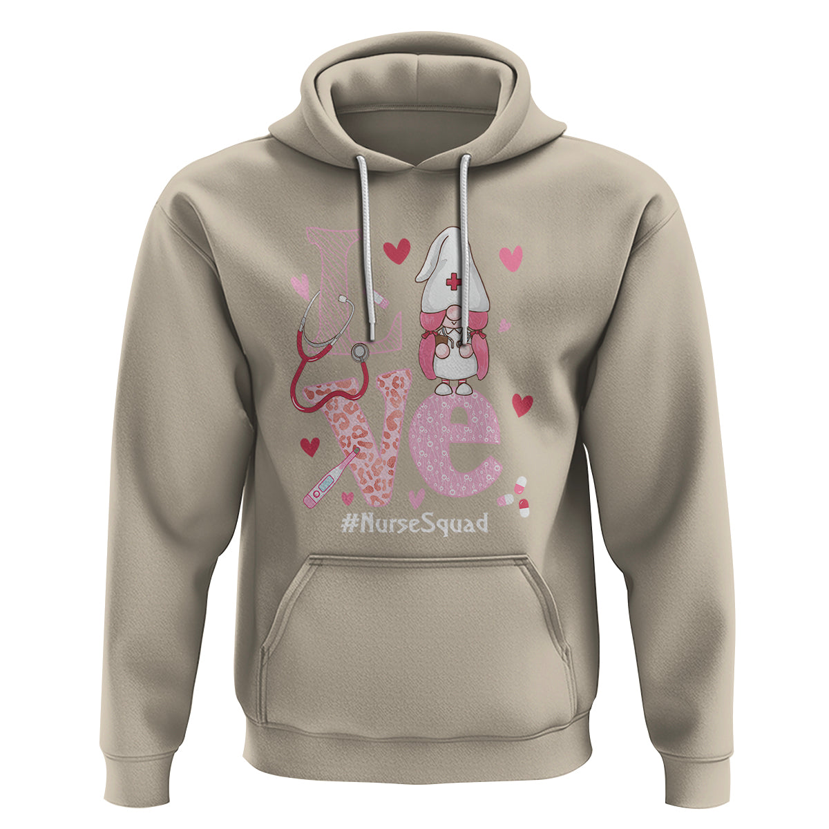 Valentine's Day Hoodie LOVE Nurse Squad Cute Gnome - Wonder Print Shop