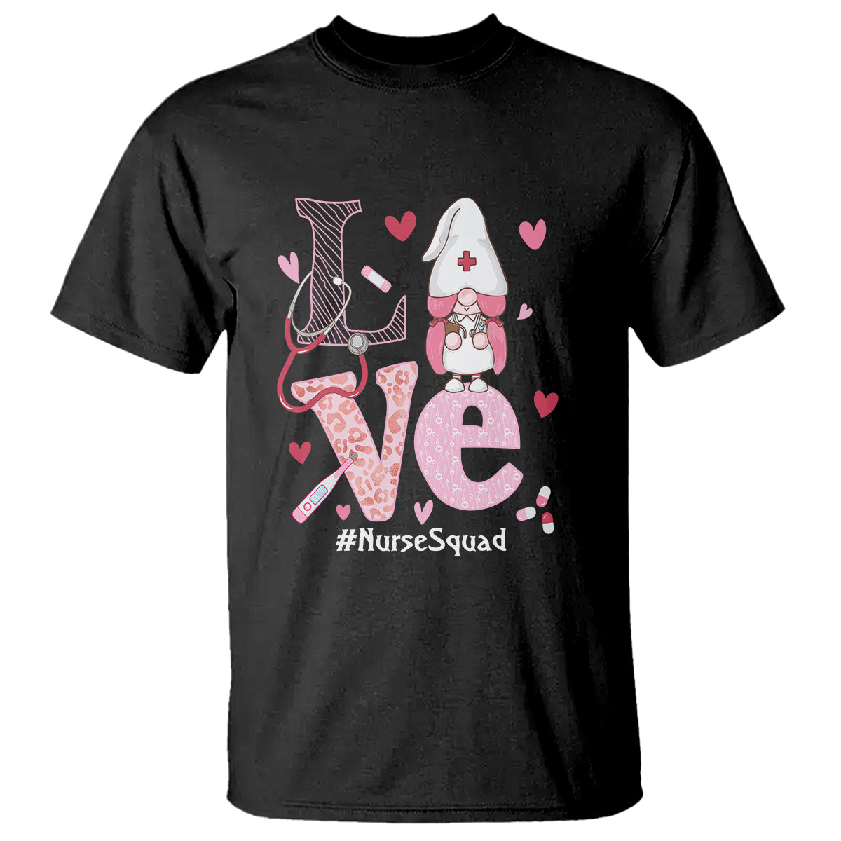 Valentine's Day T Shirt LOVE Nurse Squad Cute Gnome - Wonder Print Shop