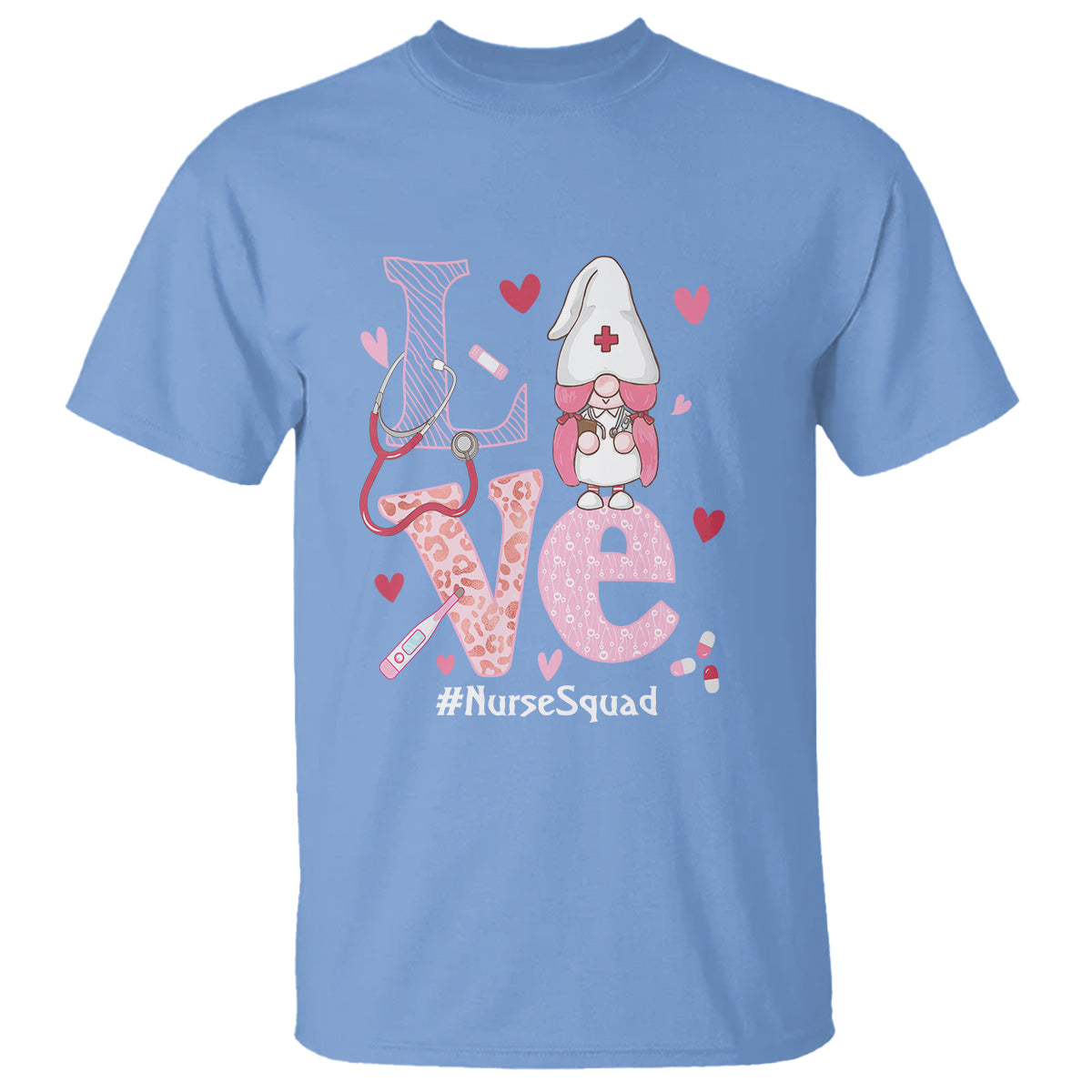 Valentine's Day T Shirt LOVE Nurse Squad Cute Gnome - Wonder Print Shop