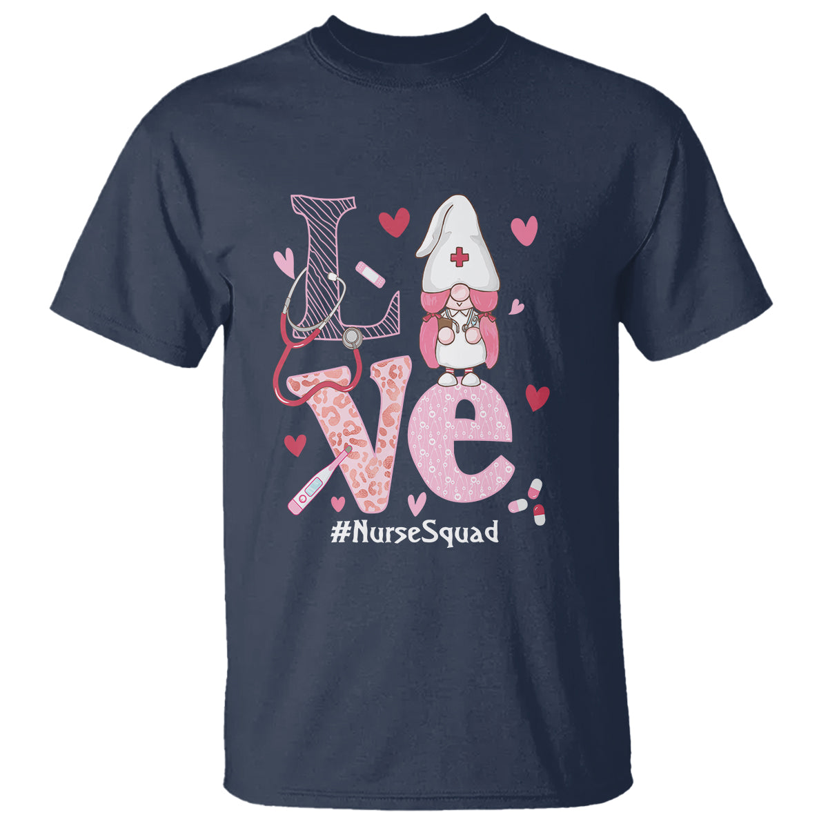 Valentine's Day T Shirt LOVE Nurse Squad Cute Gnome - Wonder Print Shop