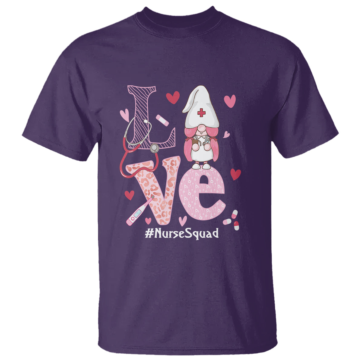 Valentine's Day T Shirt LOVE Nurse Squad Cute Gnome - Wonder Print Shop