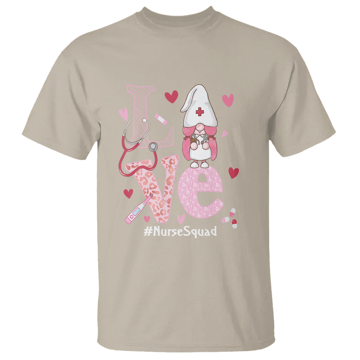 Valentine's Day T Shirt LOVE Nurse Squad Cute Gnome - Wonder Print Shop