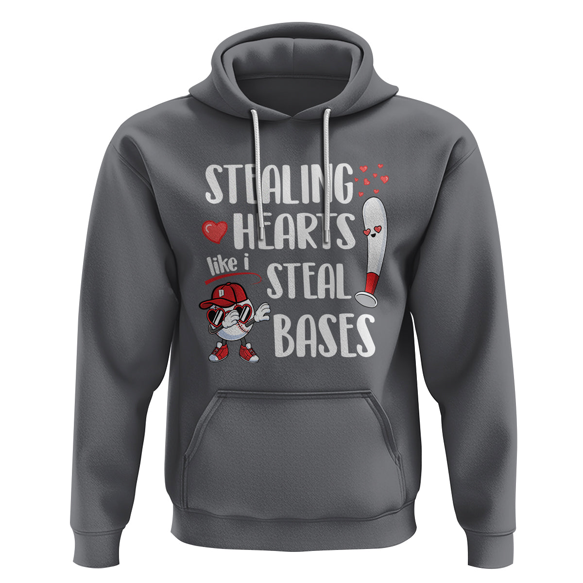 Valentine's Day Hoodie Stealing Hearts Like I Steal Bases Funny Baseball - Wonder Print Shop