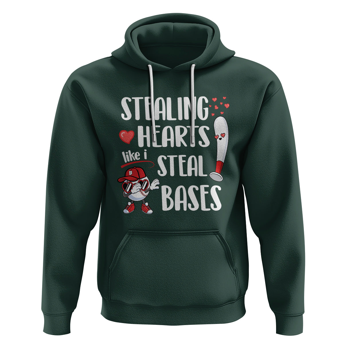 Valentine's Day Hoodie Stealing Hearts Like I Steal Bases Funny Baseball - Wonder Print Shop