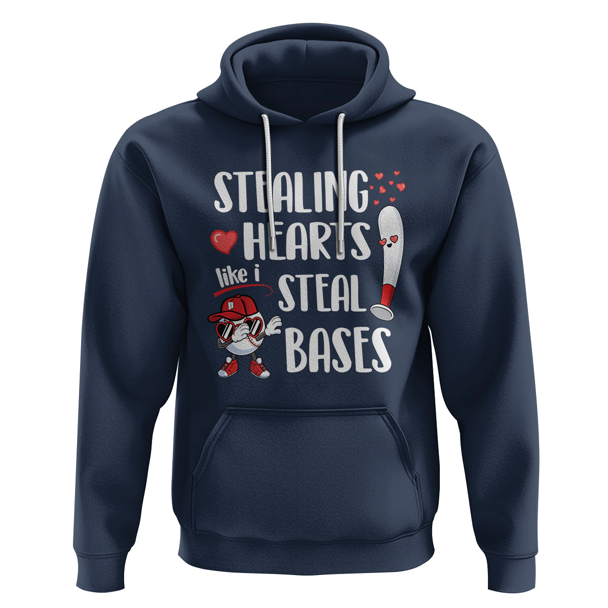 Valentine's Day Hoodie Stealing Hearts Like I Steal Bases Funny Baseball - Wonder Print Shop