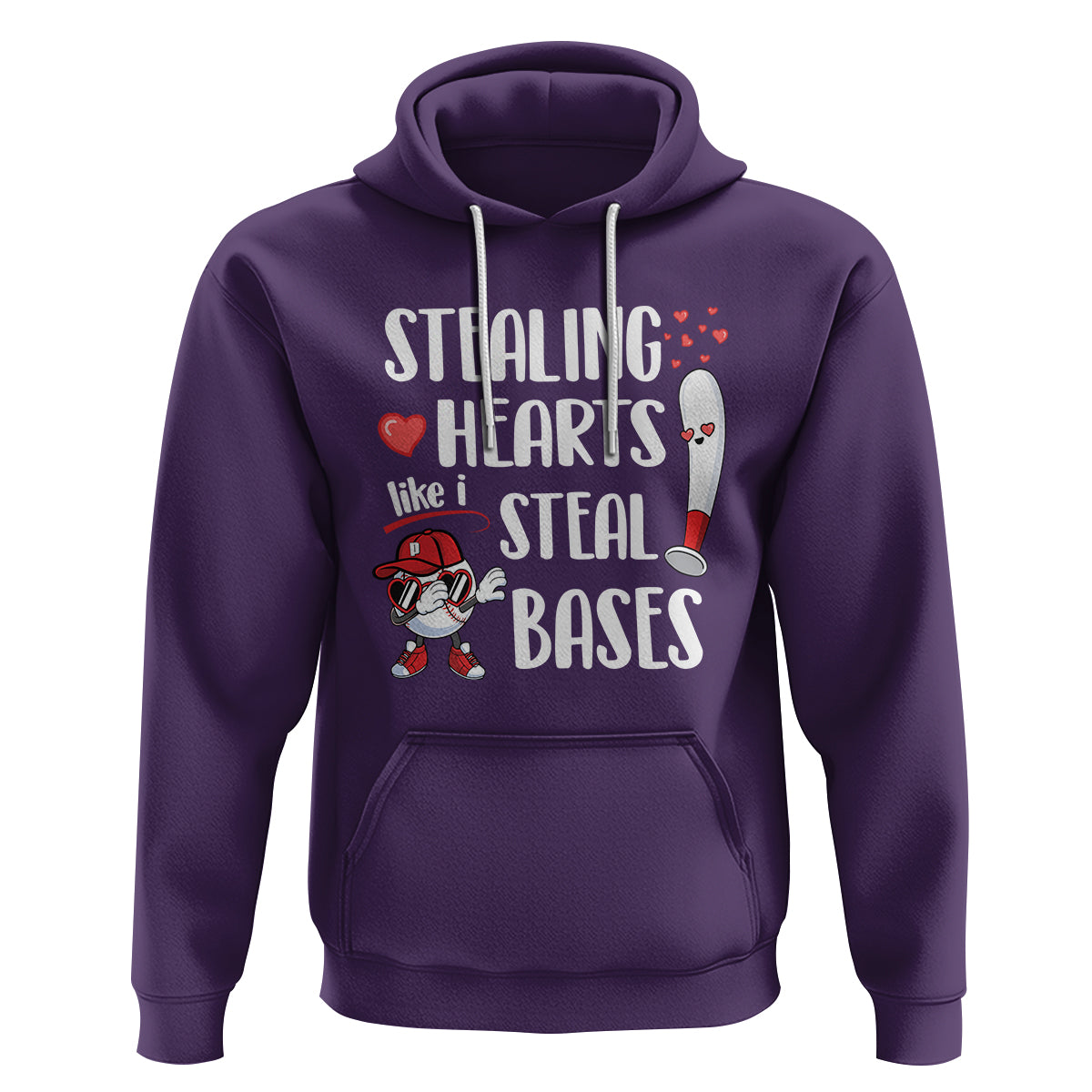 Valentine's Day Hoodie Stealing Hearts Like I Steal Bases Funny Baseball - Wonder Print Shop