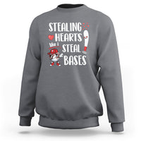 Valentine's Day Sweatshirt Stealing Hearts Like I Steal Bases Funny Baseball - Wonder Print Shop