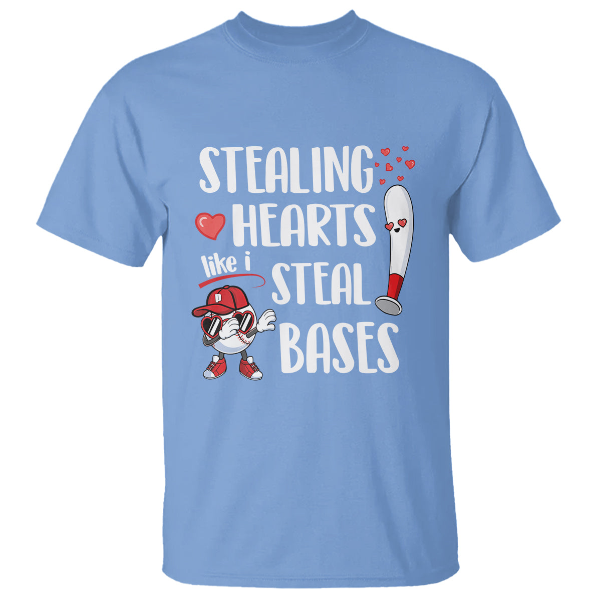 Valentine's Day T Shirt Stealing Hearts Like I Steal Bases Funny Baseball - Wonder Print Shop