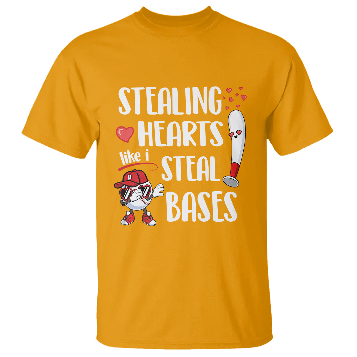 Valentine's Day T Shirt Stealing Hearts Like I Steal Bases Funny Baseball - Wonder Print Shop