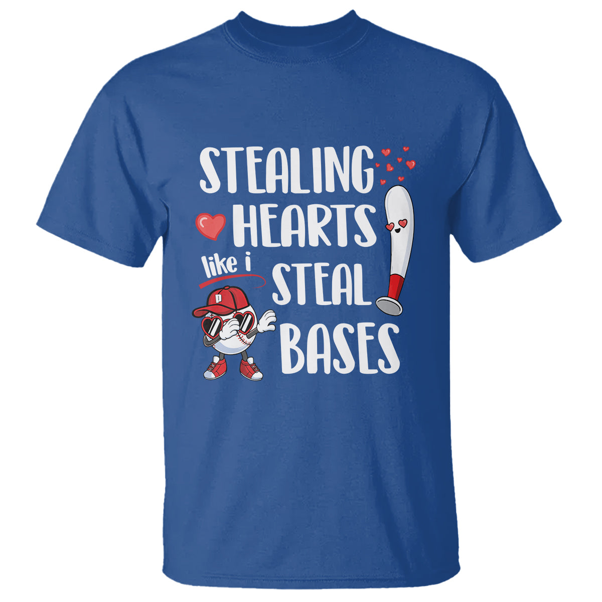 Valentine's Day T Shirt Stealing Hearts Like I Steal Bases Funny Baseball - Wonder Print Shop