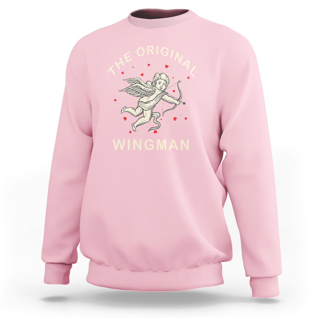 Valentine's Day Sweatshirt The Original Wingman Vintage Cupid Aesthestic - Wonder Print Shop