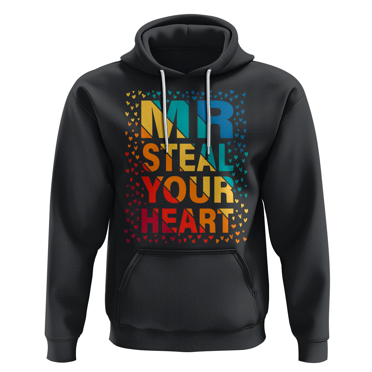 Valentine's Day Hoodie Mr Steal Your Heart Funny Rainbow Heart - Wonder Print Shop