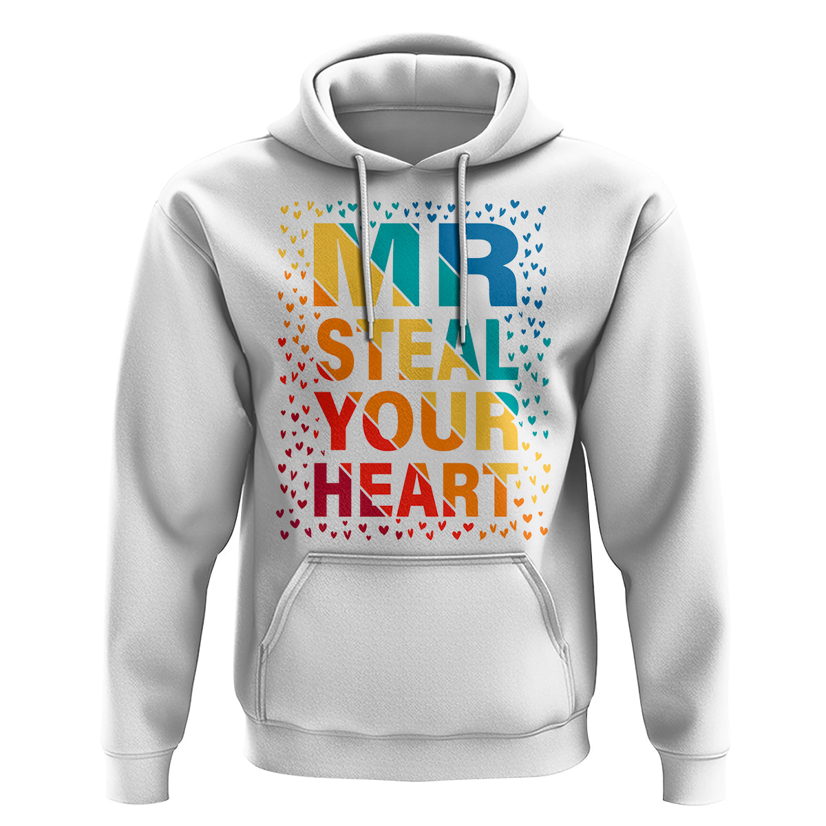 Valentine's Day Hoodie Mr Steal Your Heart Funny Rainbow Heart - Wonder Print Shop