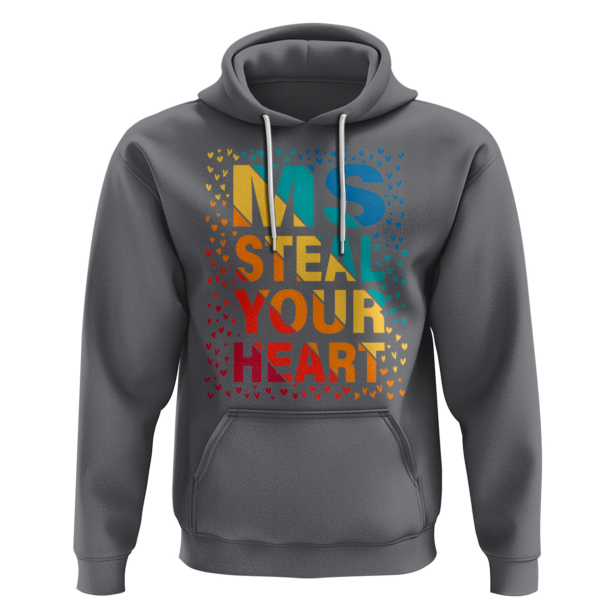 Valentine's Day Hoodie Ms Steal Your Heart Funny Rainbow Heart - Wonder Print Shop