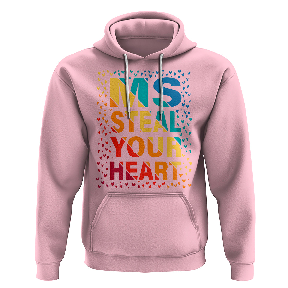 Valentine's Day Hoodie Ms Steal Your Heart Funny Rainbow Heart - Wonder Print Shop
