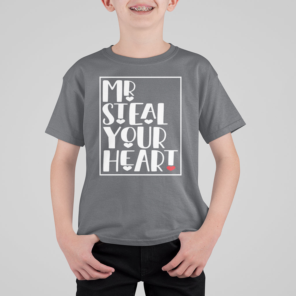 Valentine's Day T Shirt For Kid Mr Steal Your Heart Funny Heart - Wonder Print Shop