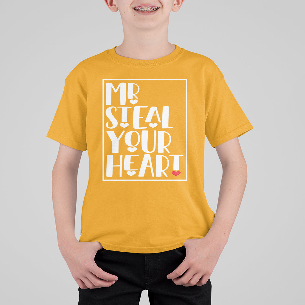 Valentine's Day T Shirt For Kid Mr Steal Your Heart Funny Heart - Wonder Print Shop