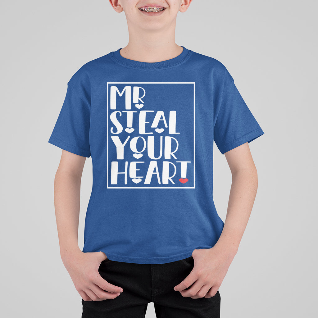 Valentine's Day T Shirt For Kid Mr Steal Your Heart Funny Heart - Wonder Print Shop