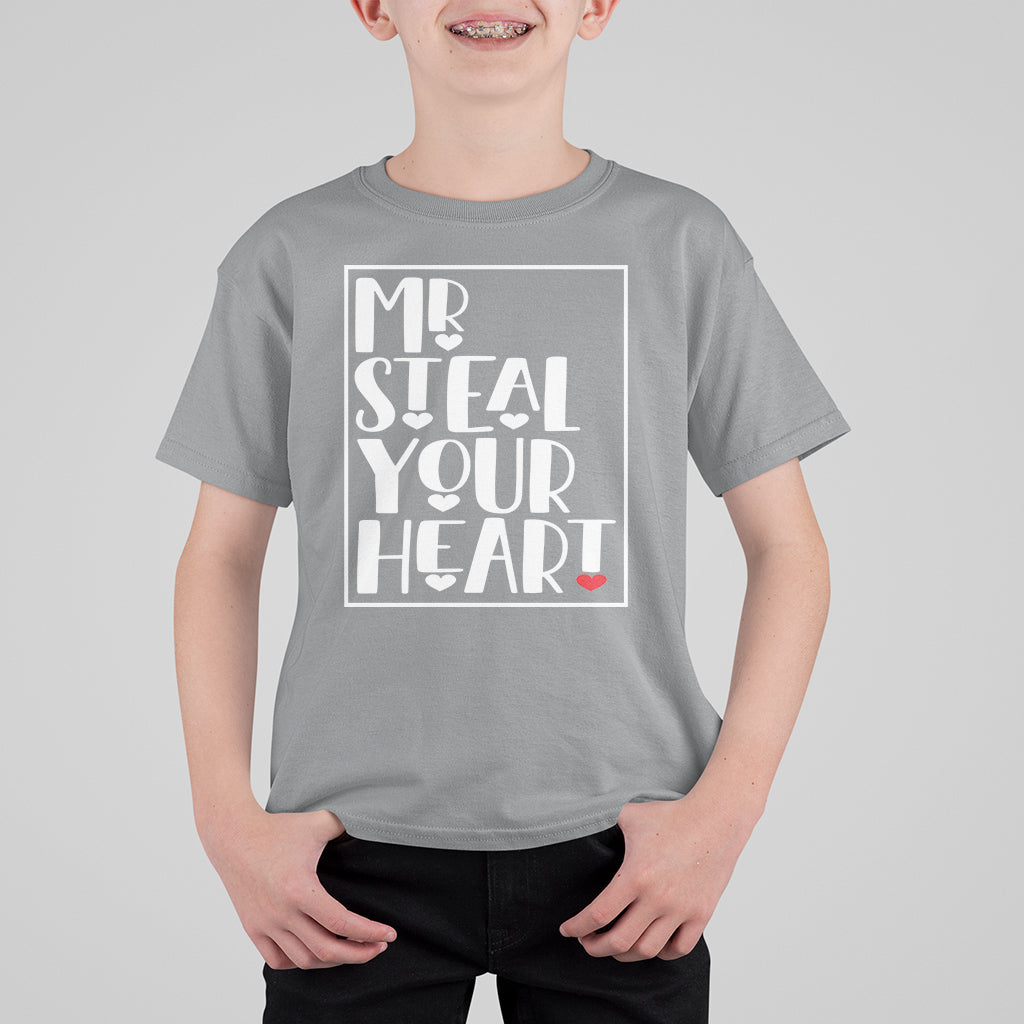Valentine's Day T Shirt For Kid Mr Steal Your Heart Funny Heart - Wonder Print Shop