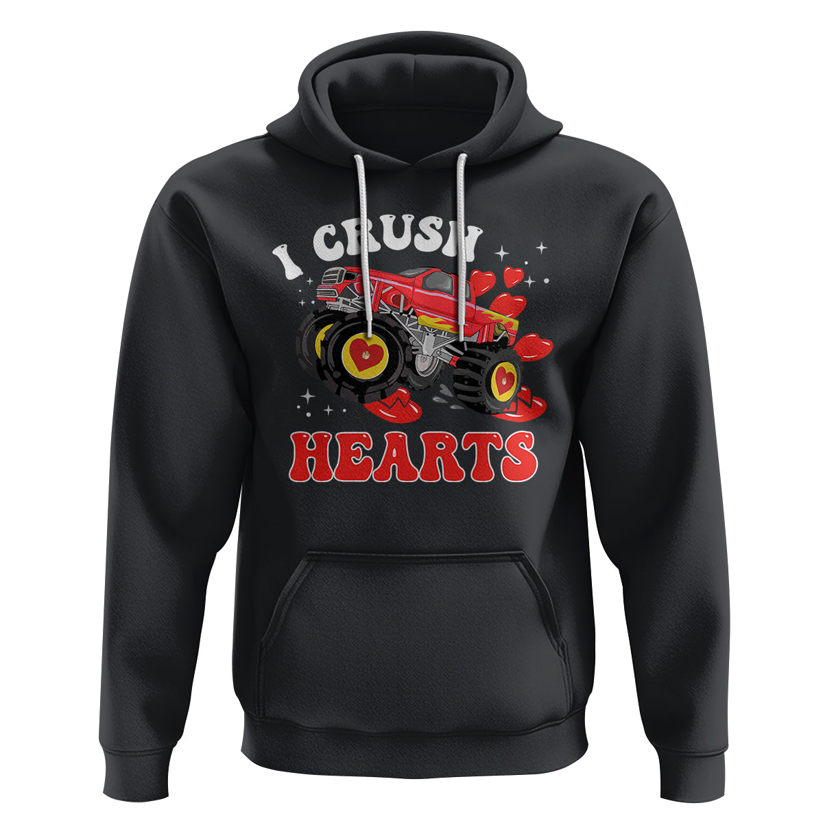 Valentine's Day Hoodie I Crush Hearts Monster Truck - Wonder Print Shop