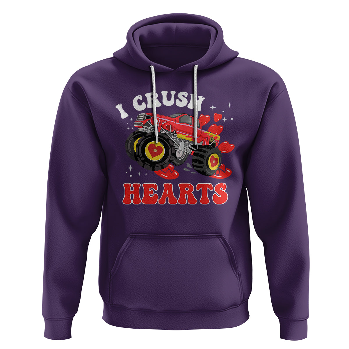 Valentine's Day Hoodie I Crush Hearts Monster Truck - Wonder Print Shop