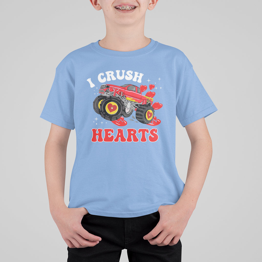 Valentine's Day T Shirt For Kid I Crush Hearts Monster Truck - Wonder Print Shop