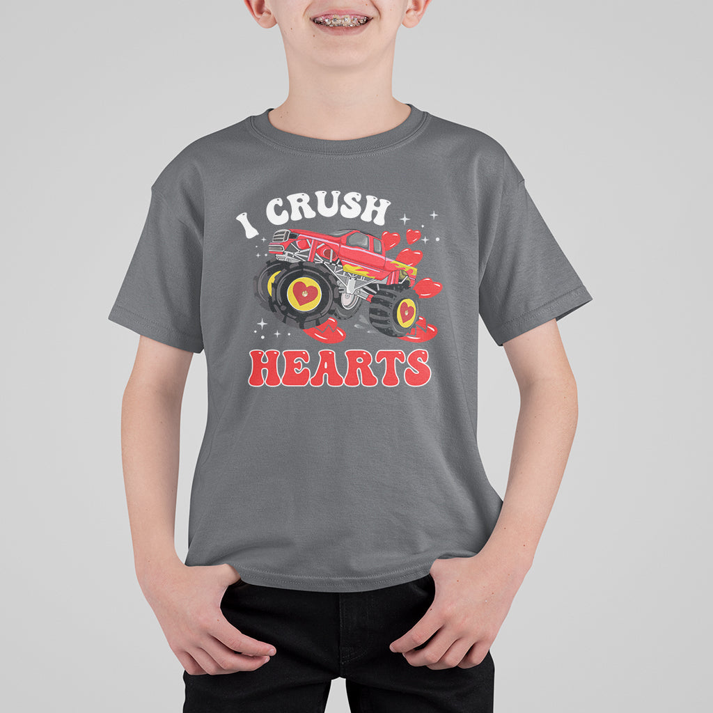 Valentine's Day T Shirt For Kid I Crush Hearts Monster Truck - Wonder Print Shop