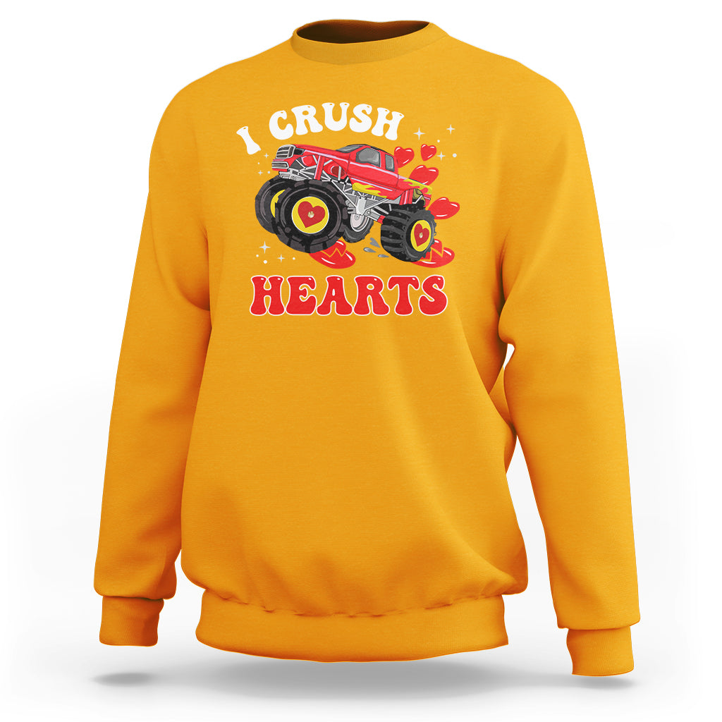 Valentine's Day Sweatshirt I Crush Hearts Monster Truck - Wonder Print Shop