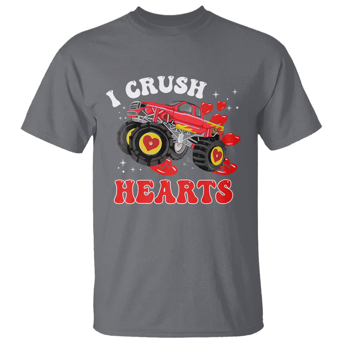 Valentine's Day T Shirt I Crush Hearts Monster Truck - Wonder Print Shop