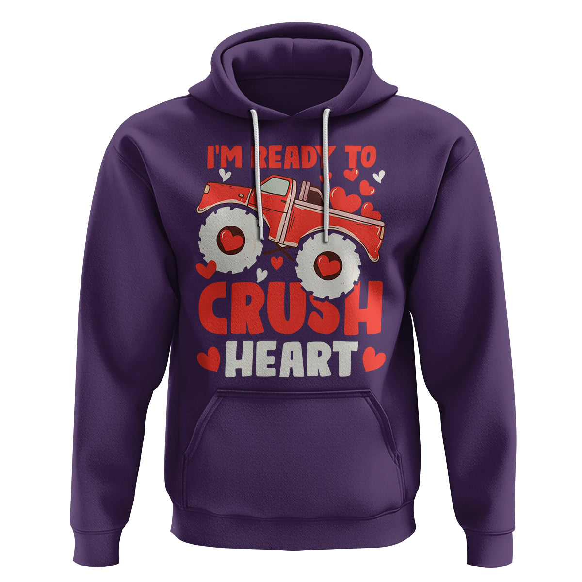 Valentine's Day Hoodie I Ready To Crush Hearts Monster Truck - Wonder Print Shop