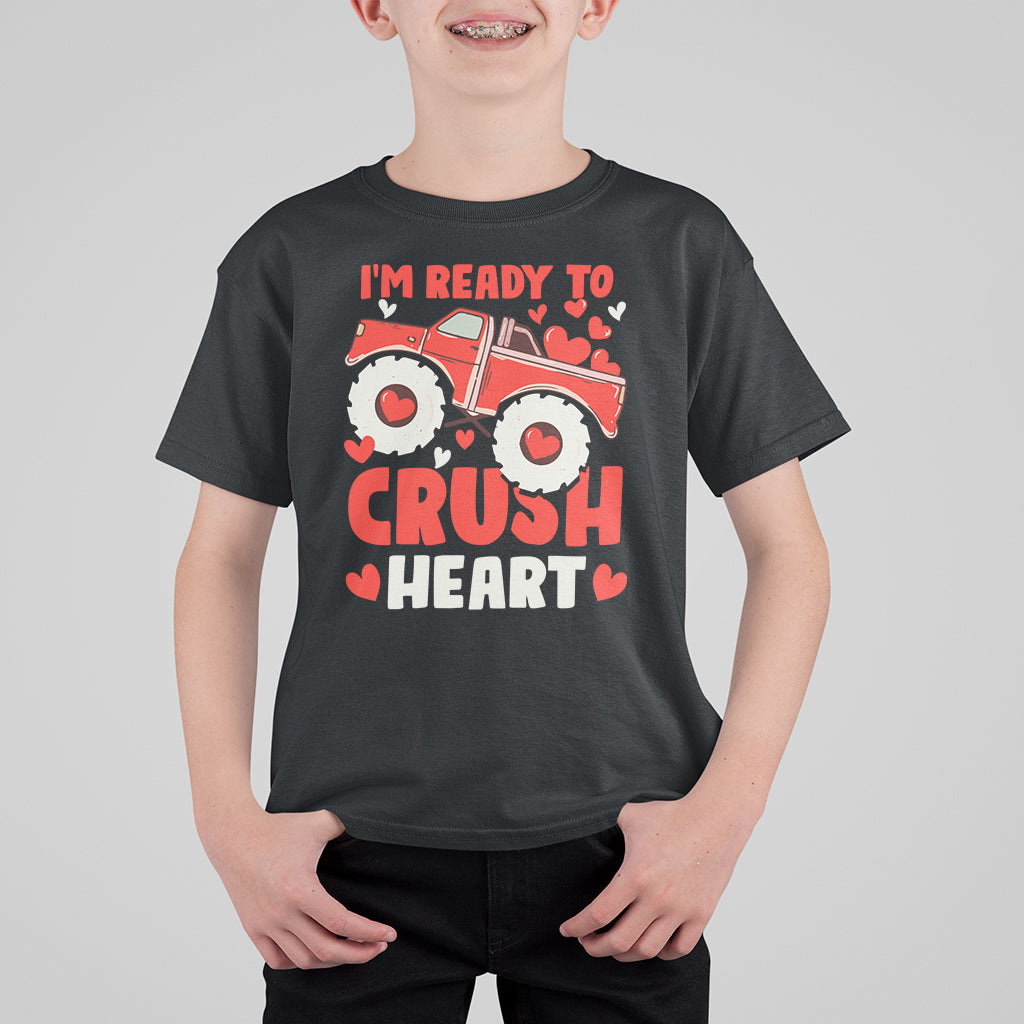 Valentine's Day T Shirt For Kid I Ready To Crush Hearts Monster Truck - Wonder Print Shop