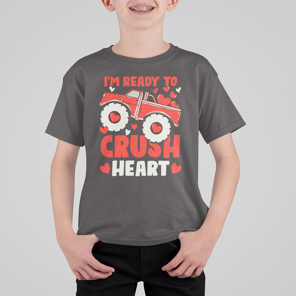 Valentine's Day T Shirt For Kid I Ready To Crush Hearts Monster Truck - Wonder Print Shop